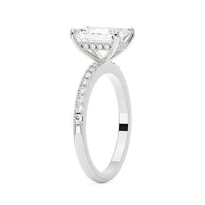 Emerald Hidden Halo Ring With Pavé Band