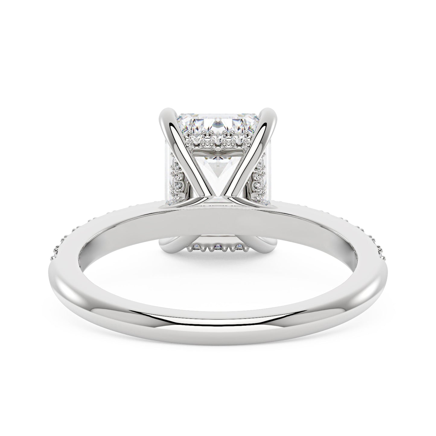 Emerald Hidden Halo Ring With Pavé Band