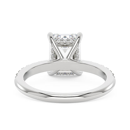 Emerald Hidden Halo Ring With Pavé Band