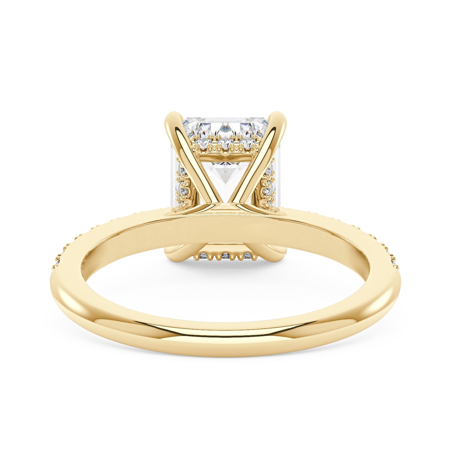 Emerald Hidden Halo Ring With Pavé Band