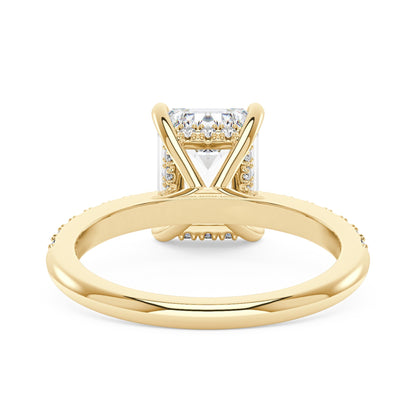 Emerald Hidden Halo Ring With Pavé Band