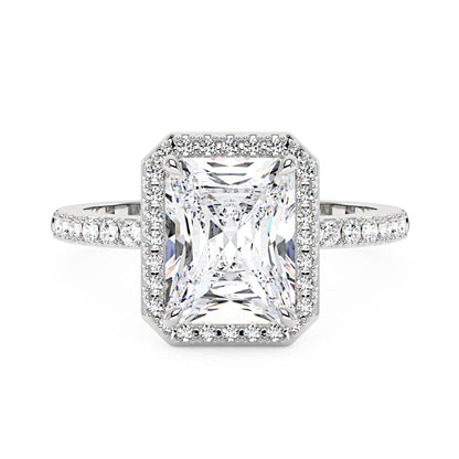 Radiant Halo Ring with Pavé Band