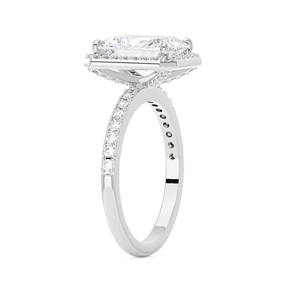Radiant Halo Ring with Pavé Band