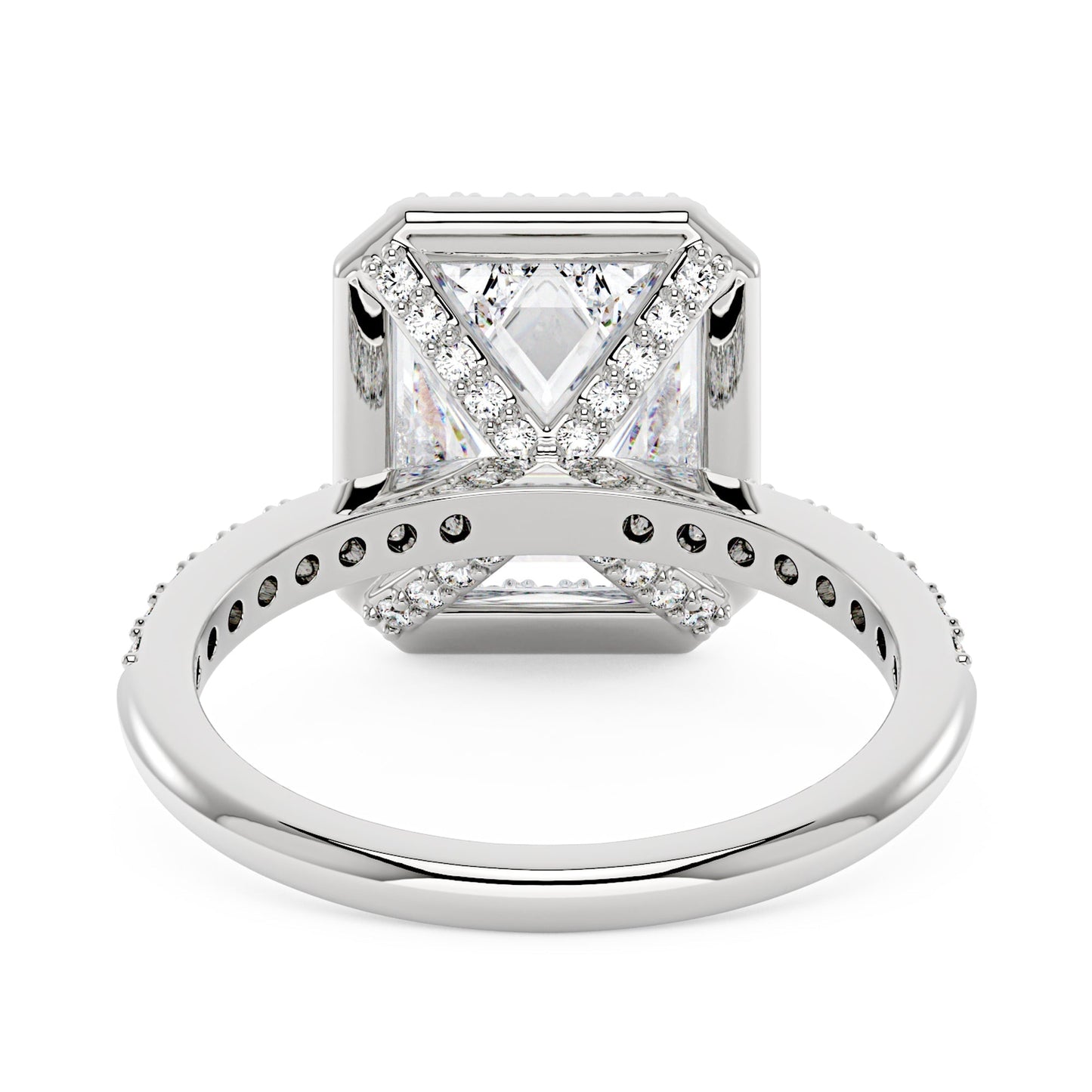 Radiant Halo Ring with Pavé Band