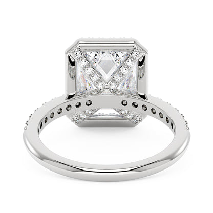 Radiant Halo Ring with Pavé Band