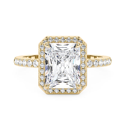 Radiant Halo Ring with Pavé Band