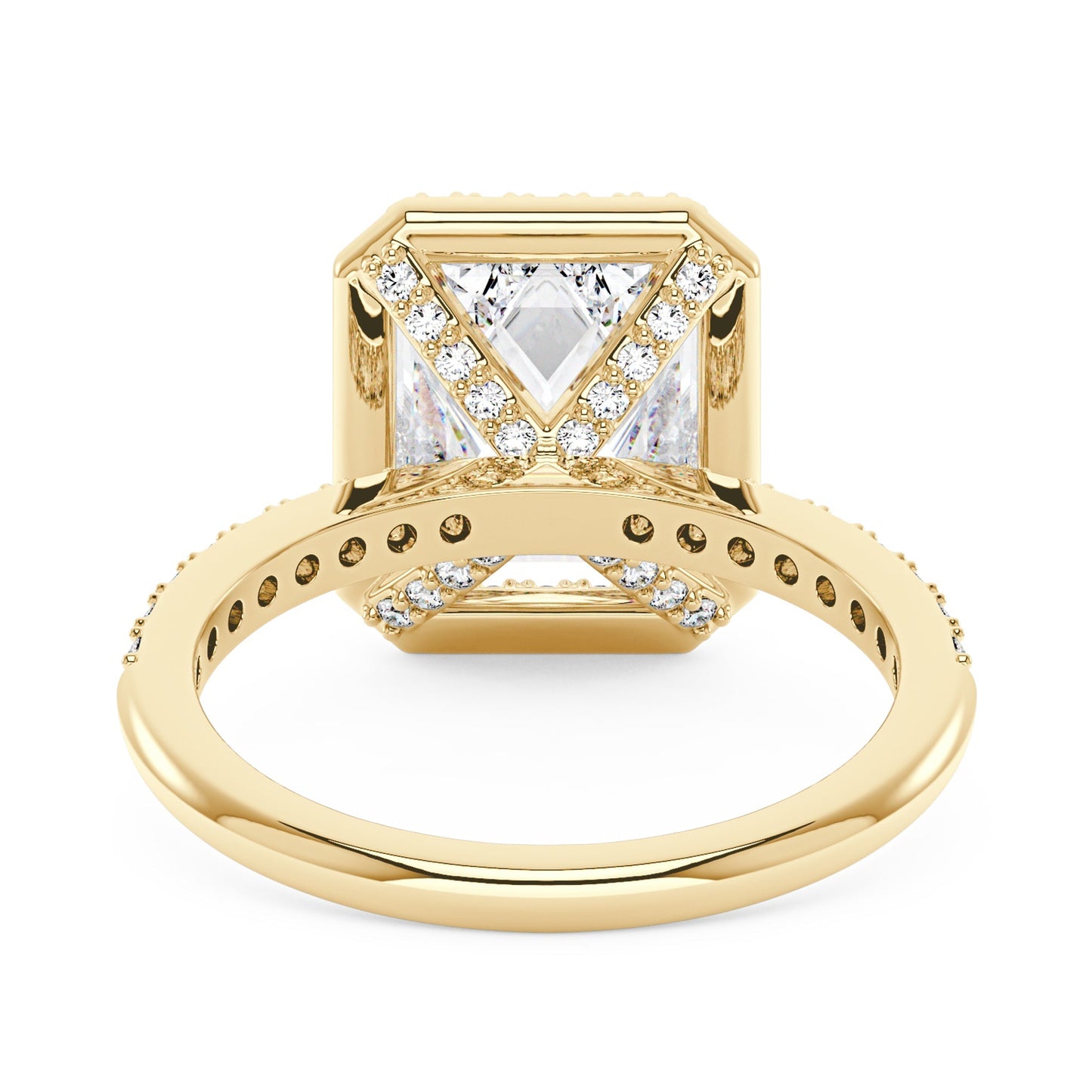 Radiant Halo Ring with Pavé Band