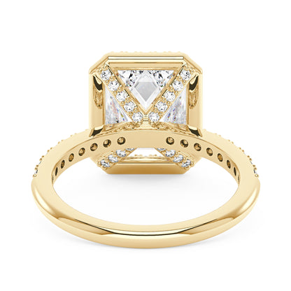 Radiant Halo Ring with Pavé Band