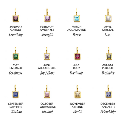 Initial & Birthstone Charm Necklace