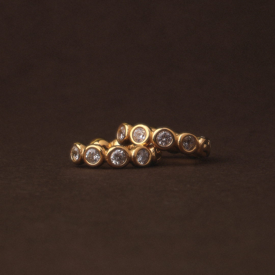 Beaded Diamond Hoops