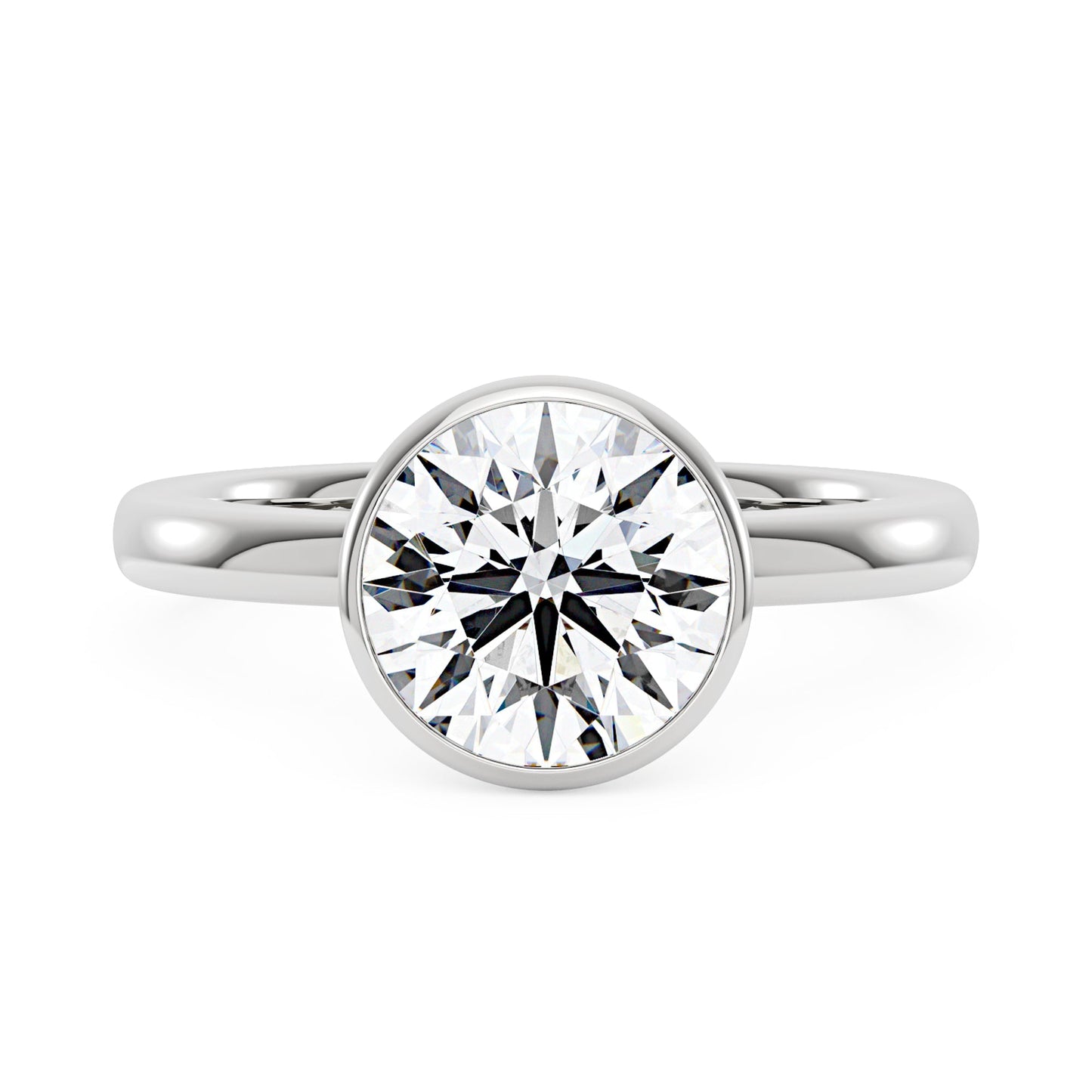 Moissanite Solitaire Round Bezel Ring