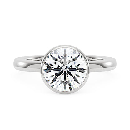 Moissanite Solitaire Round Bezel Ring