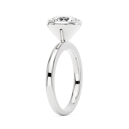 Moissanite Solitaire Round Bezel Ring