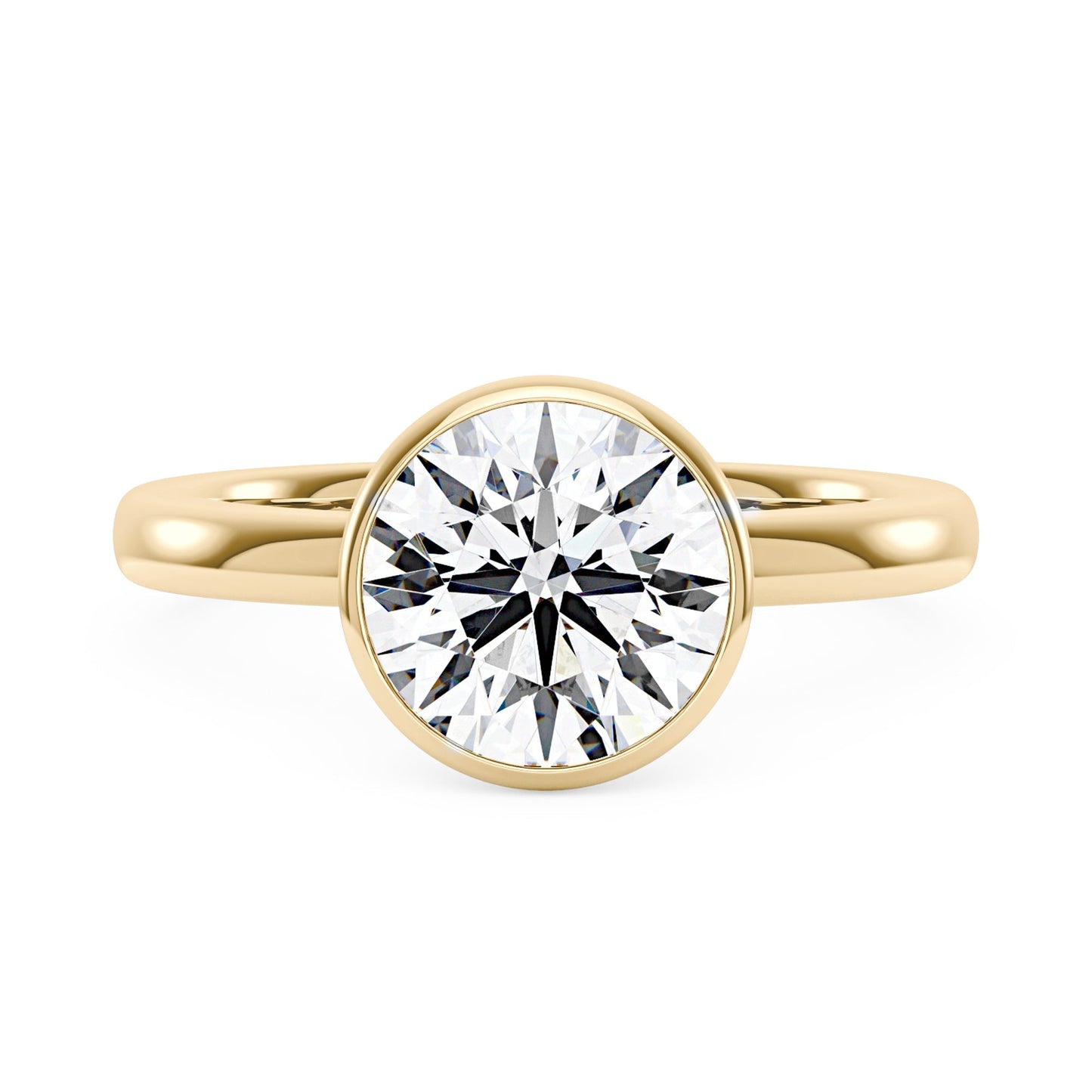 Moissanite Solitaire Round Bezel Ring