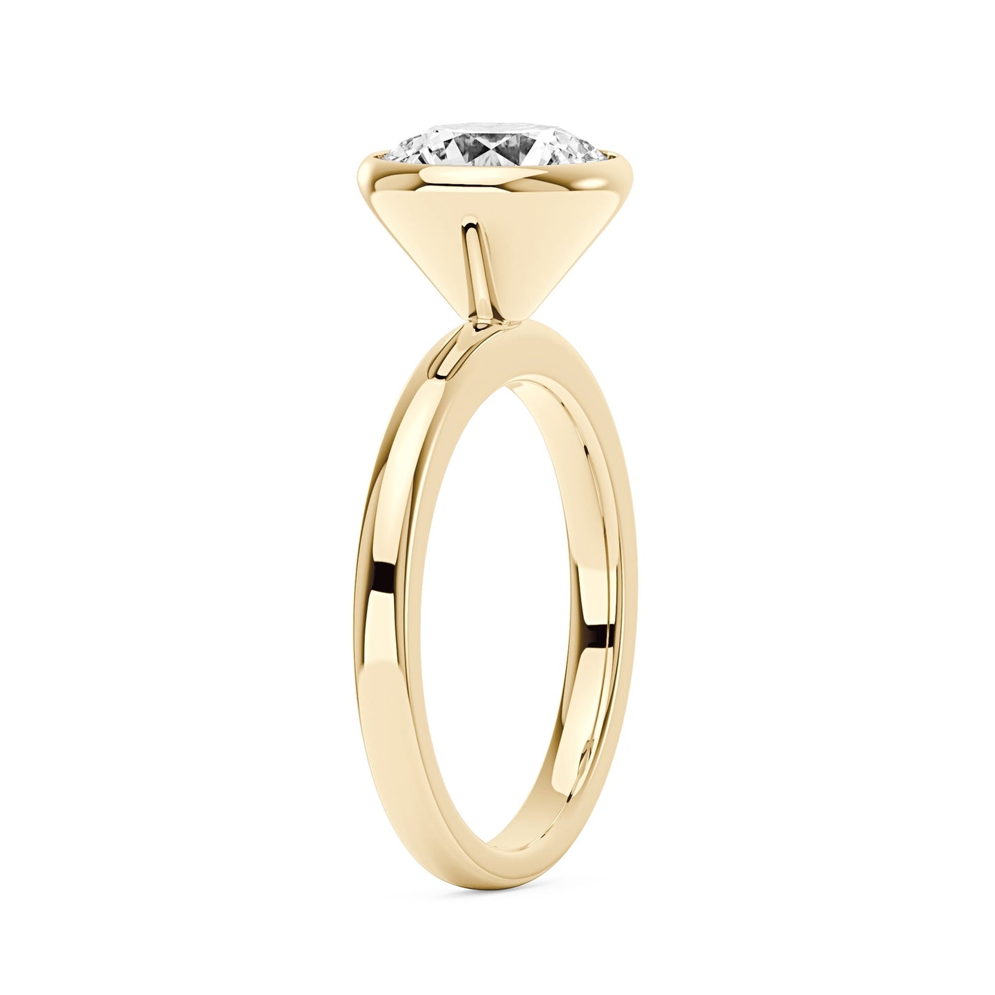 Moissanite Solitaire Round Bezel Ring