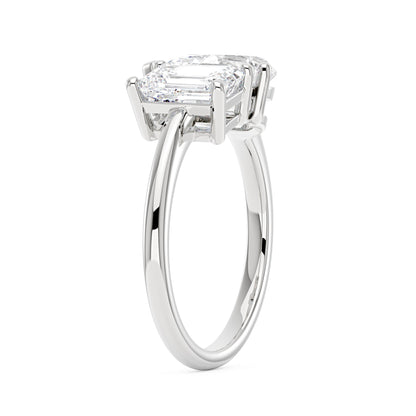 Emerald and Pear Moissanite Toi et Moi Ring