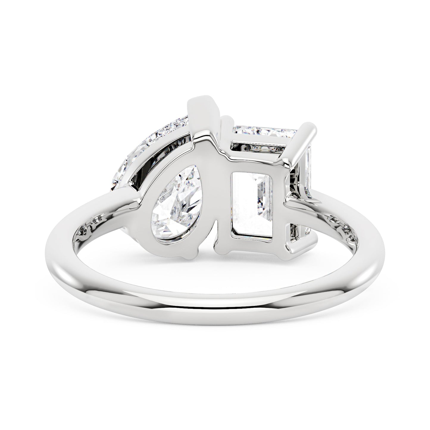 Emerald and Pear Moissanite Toi et Moi Ring