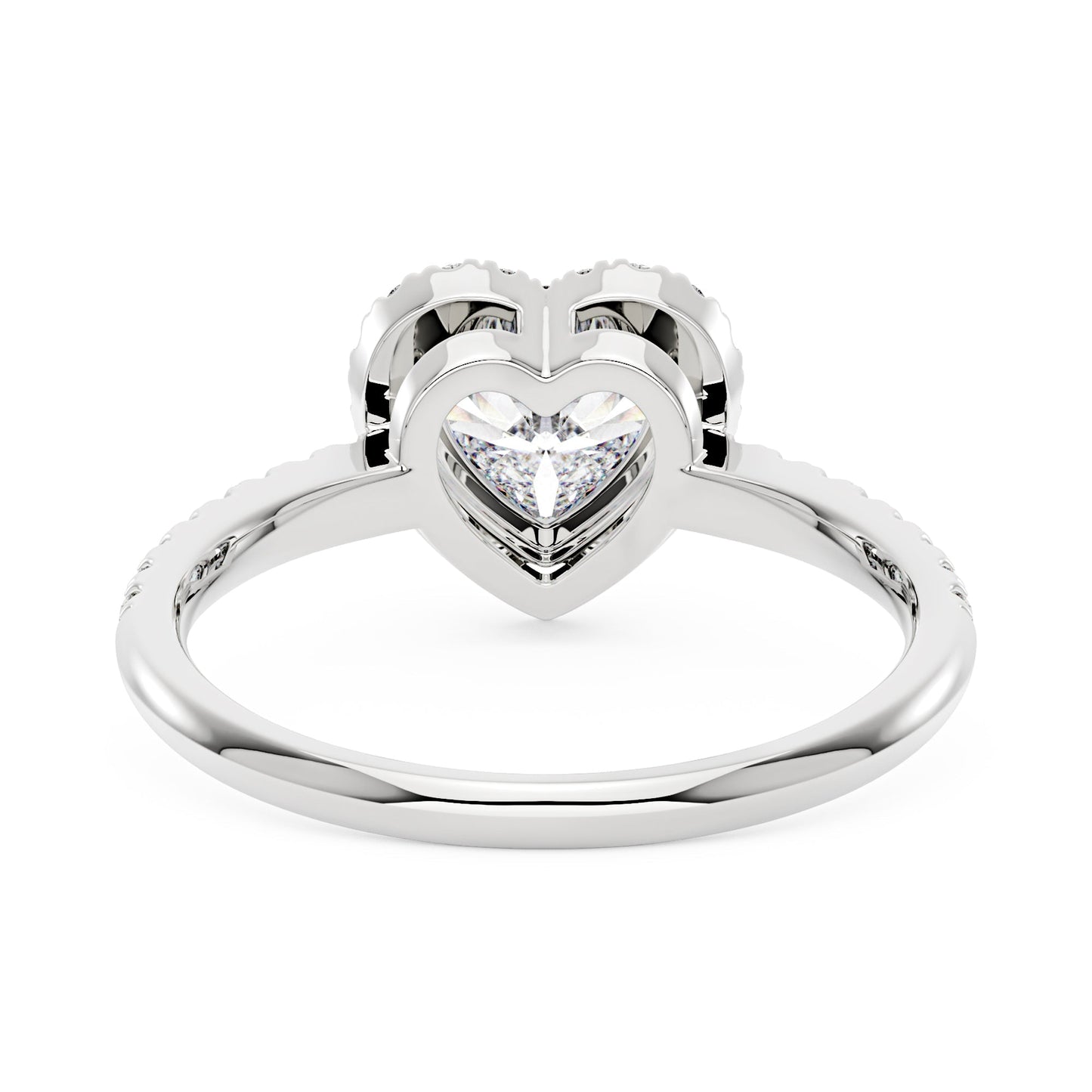 Heart Moissanite Halo Ring with Pavé Band