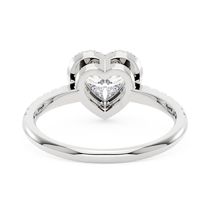 Heart Moissanite Halo Ring with Pavé Band