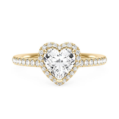 Heart Moissanite Halo Ring with Pavé Band