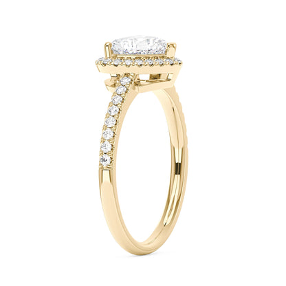 Heart Moissanite Halo Ring with Pavé Band