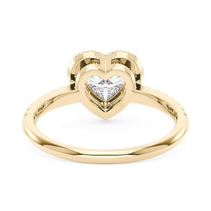 Heart Moissanite Halo Ring with Pavé Band
