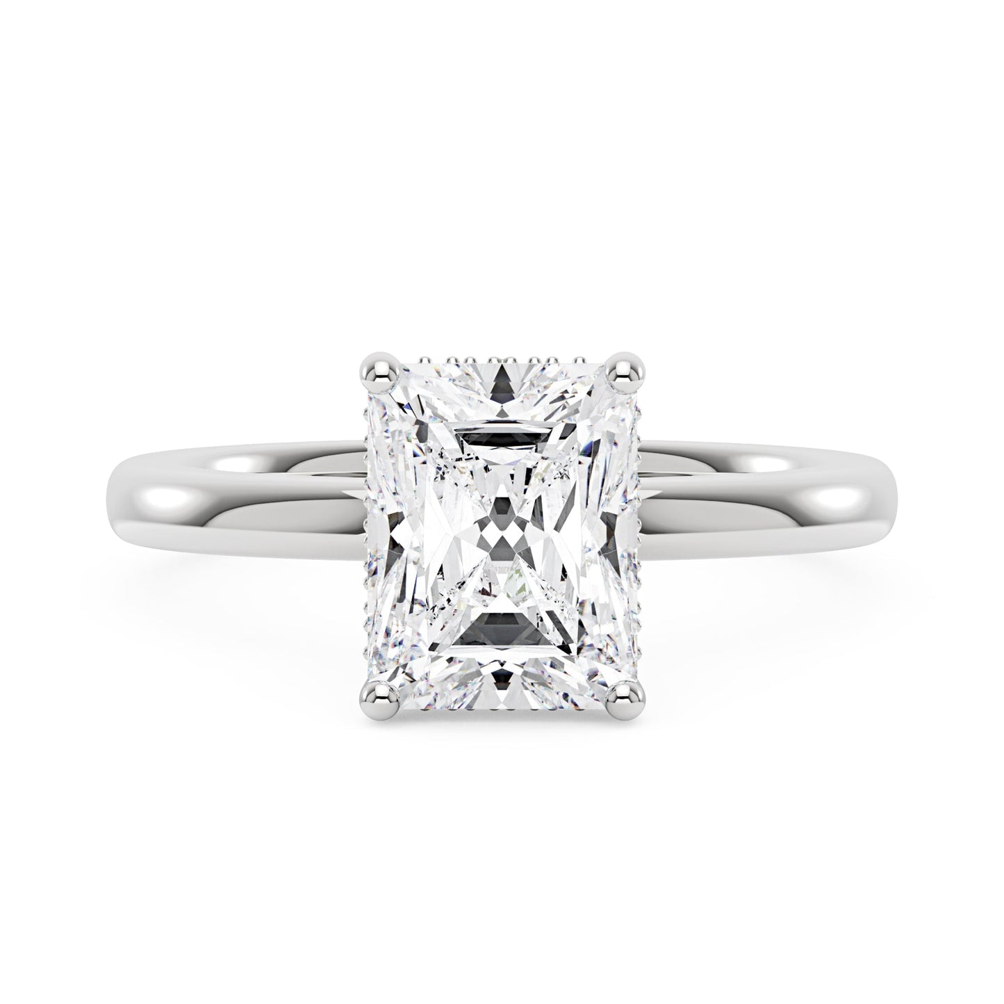 Hidden Halo Radiant Moissanite Ring