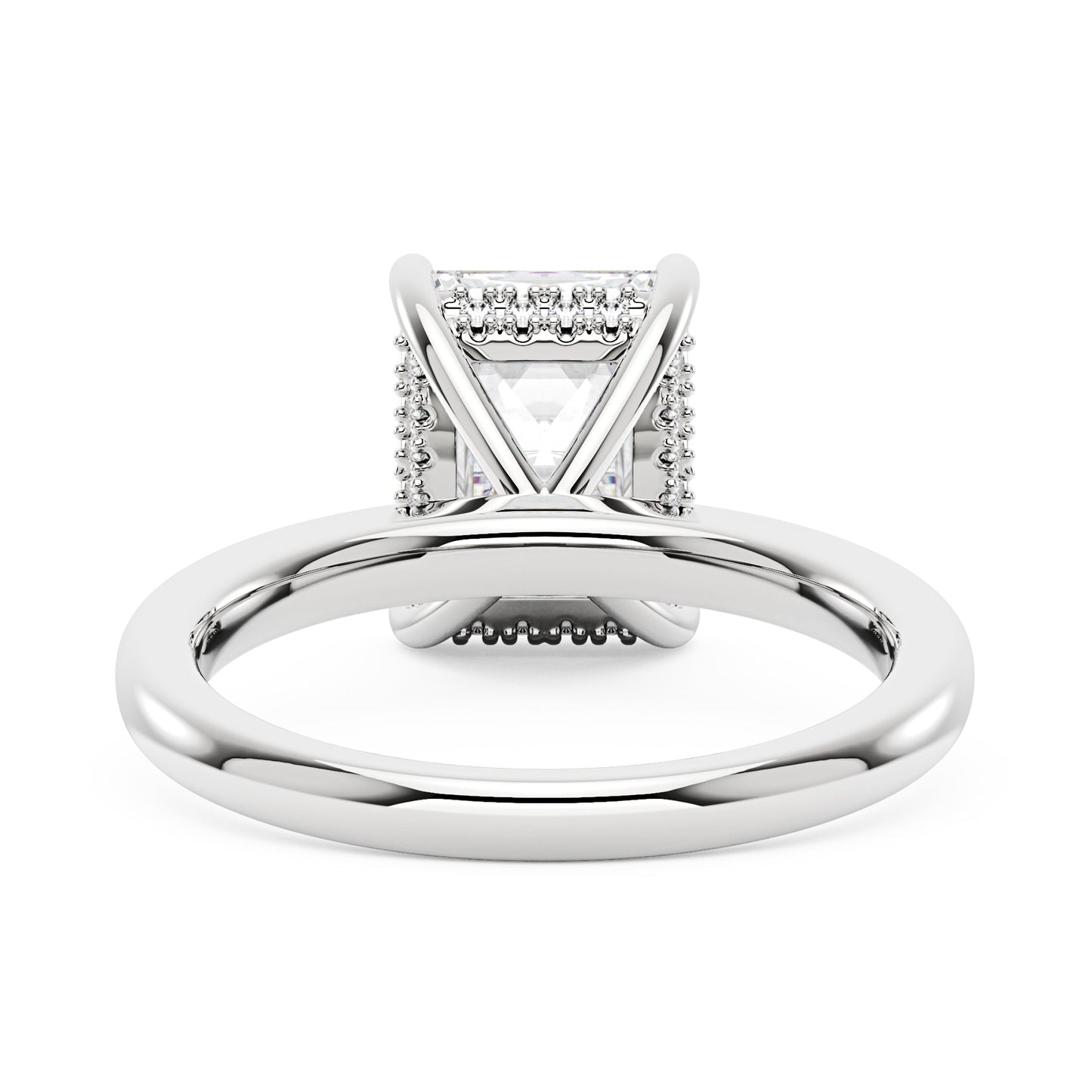 Hidden Halo Radiant Moissanite Ring