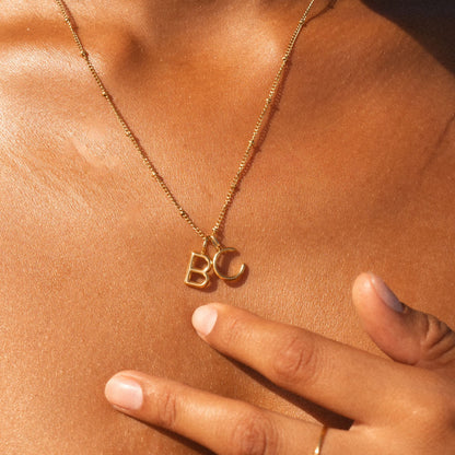 Initial & Birthstone Charm Necklace