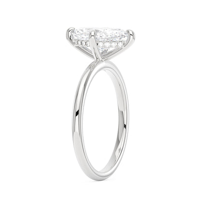 Marquise Shaped Moissanite Solitaire Ring with Hidden Halo