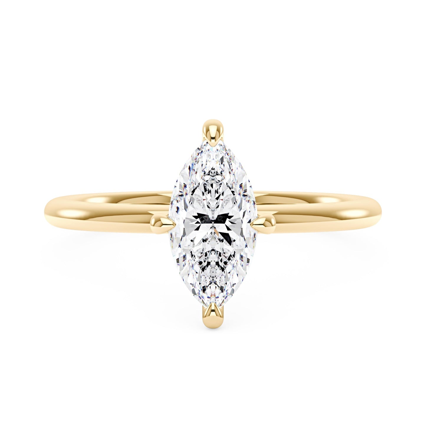 Marquise Shaped Moissanite Solitaire Ring with Hidden Halo