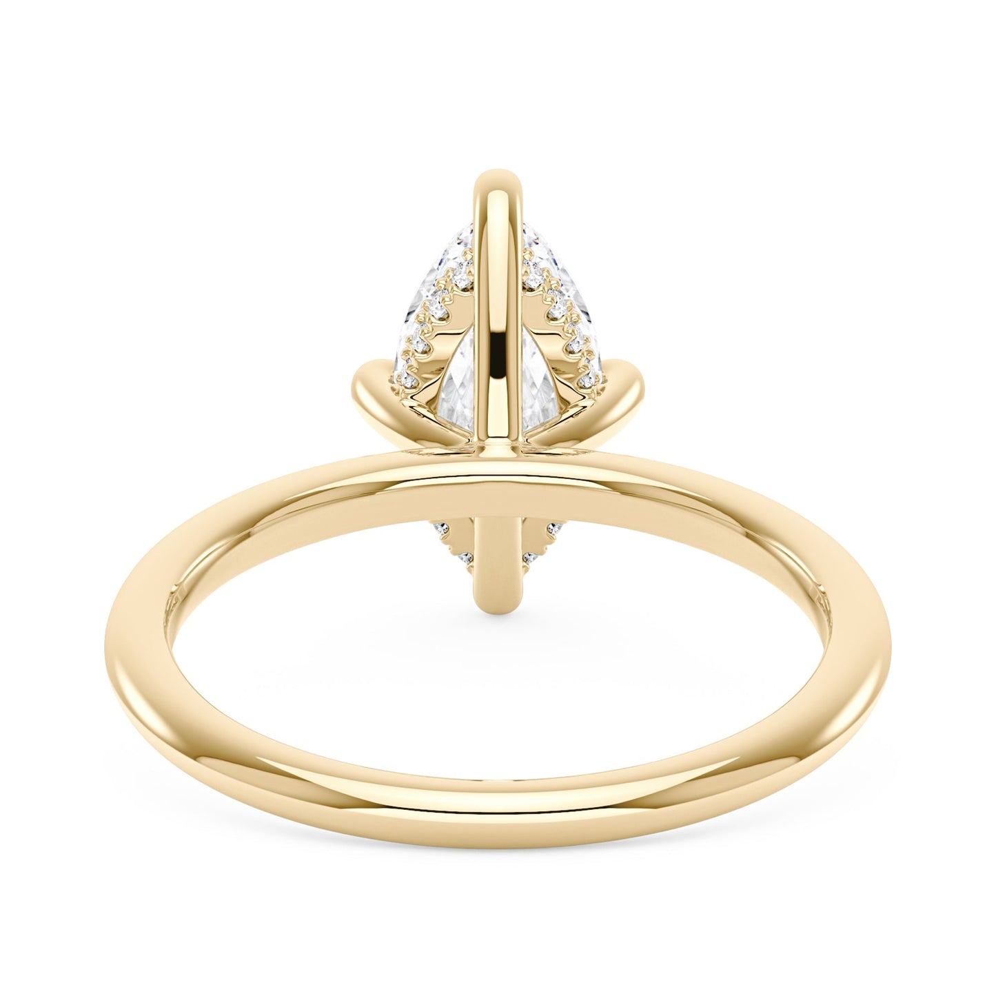 Marquise Shaped Moissanite Solitaire Ring with Hidden Halo