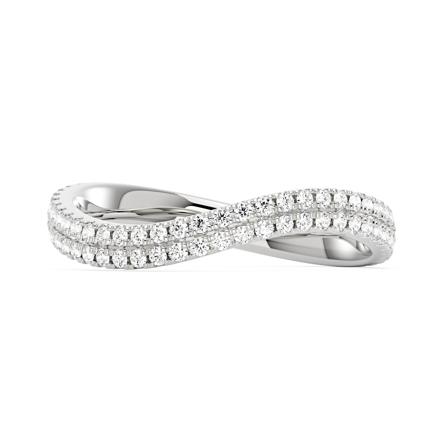 Nature Inspired Moissanite Wave Pavé Half Eternity Band