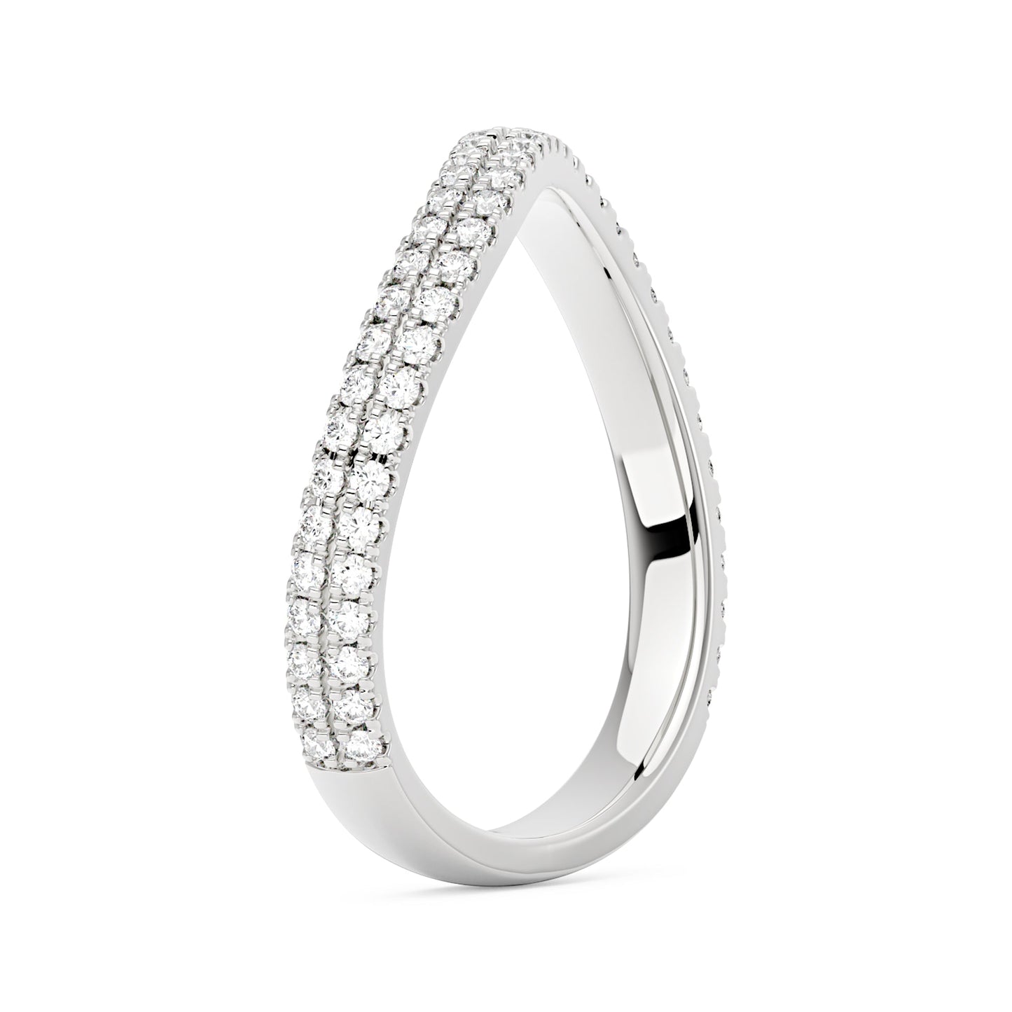 Nature Inspired Moissanite Wave Pavé Half Eternity Band
