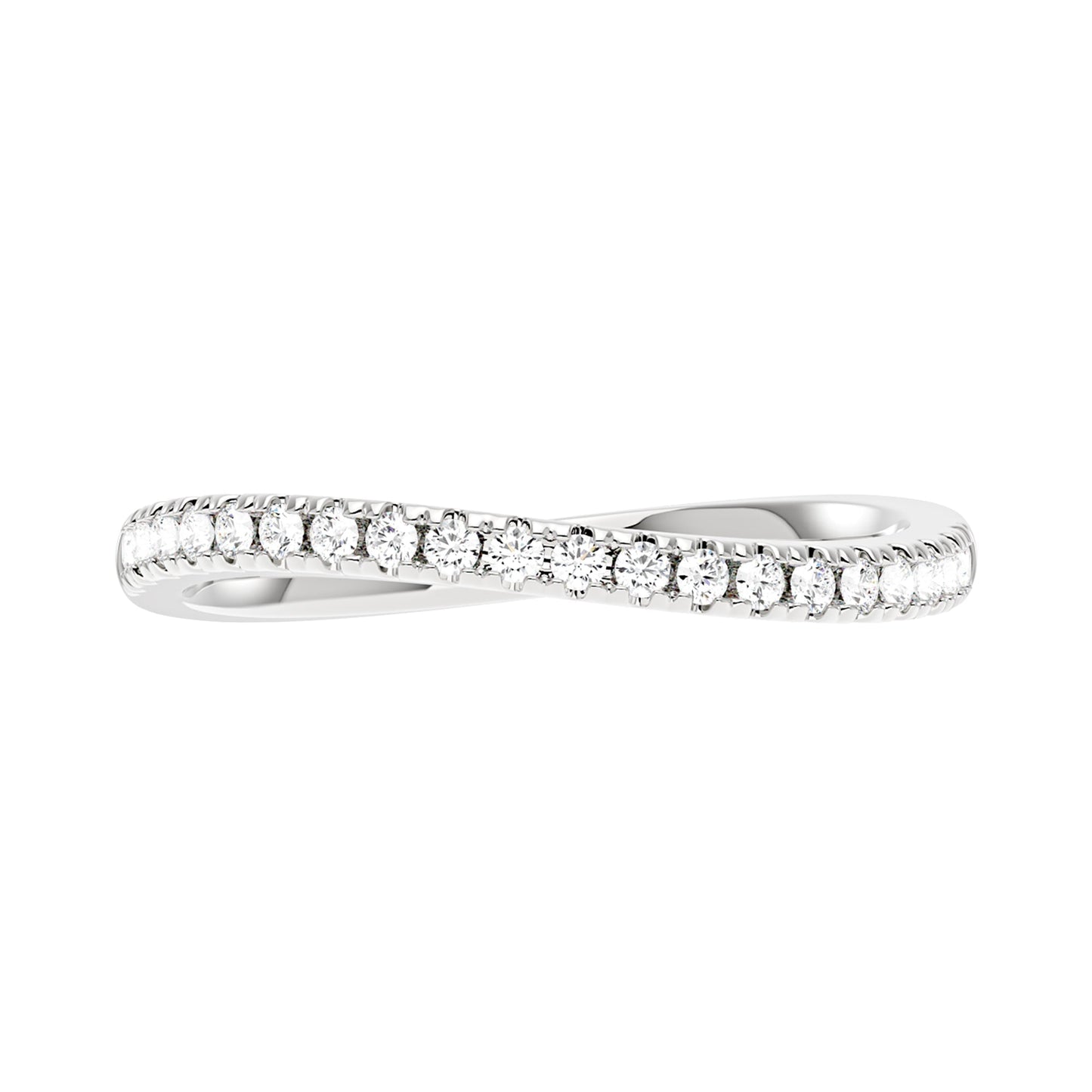Nature Inspired Wave Moissanite Pavé Half Eternity Band