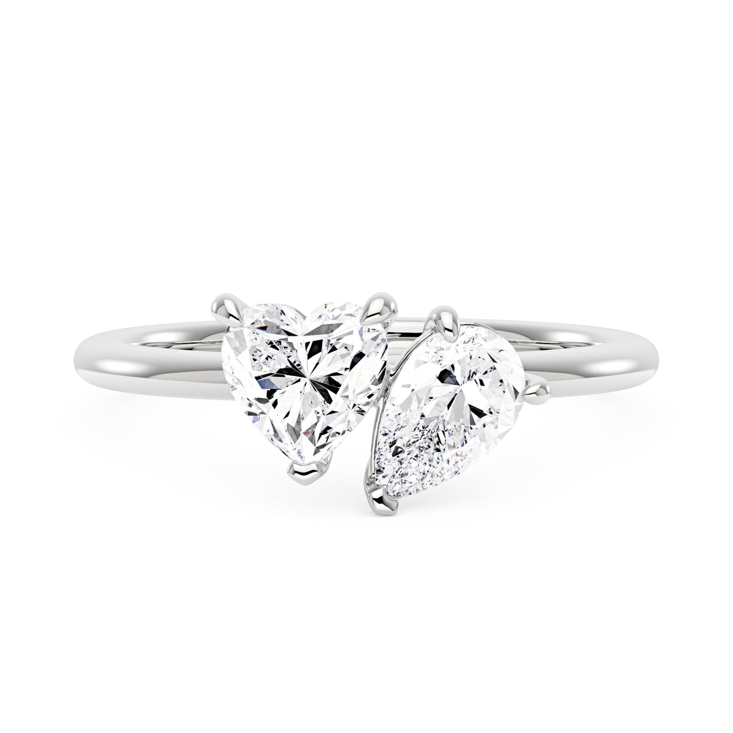 Pear Heart Moissanite Toi et Moi Ring