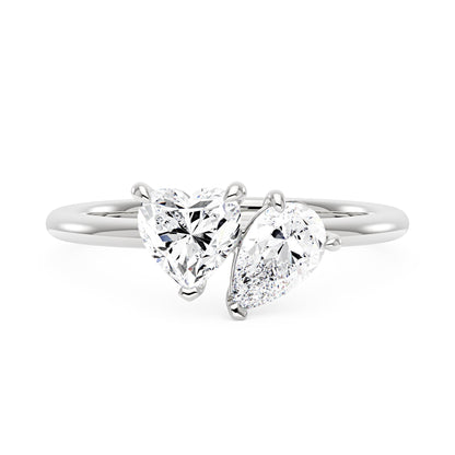 Pear Heart Moissanite Toi et Moi Ring