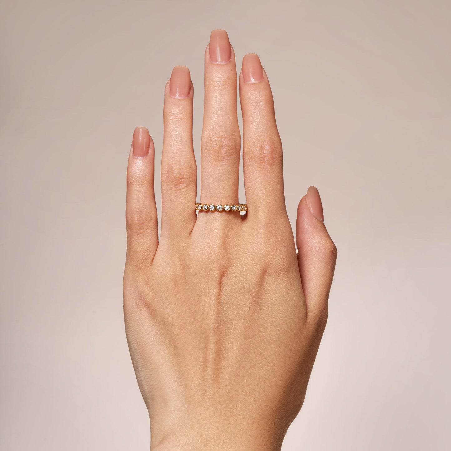 Round Moissanite Bezel Eternity Band