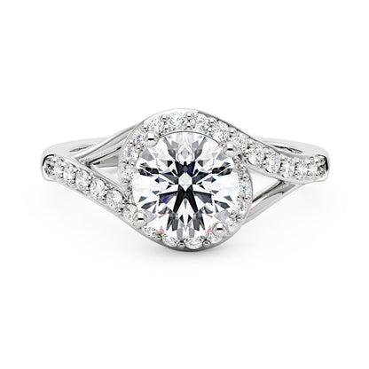 Starlight Halo Moissanite Ring with Twist Pavé Band