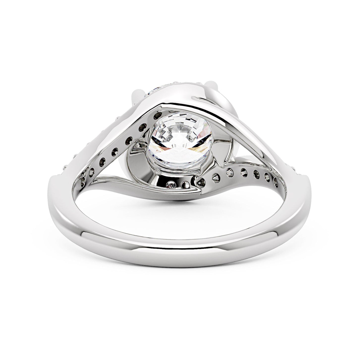 Starlight Halo Moissanite Ring with Twist Pavé Band