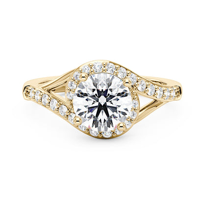 Starlight Halo Moissanite Ring with Twist Pavé Band