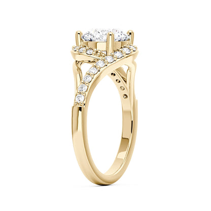 Starlight Halo Moissanite Ring with Twist Pavé Band