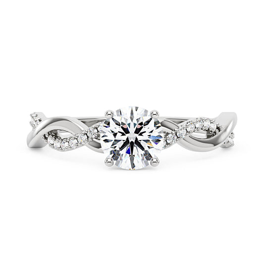 Intertwined Round Solitaire Moissanite Ring