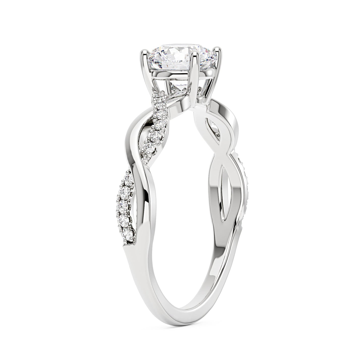 Intertwined Round Solitaire Moissanite Ring