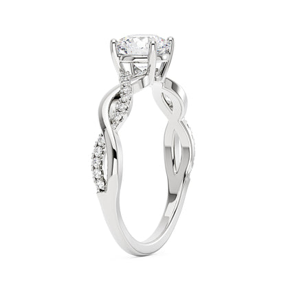 Intertwined Round Solitaire Moissanite Ring