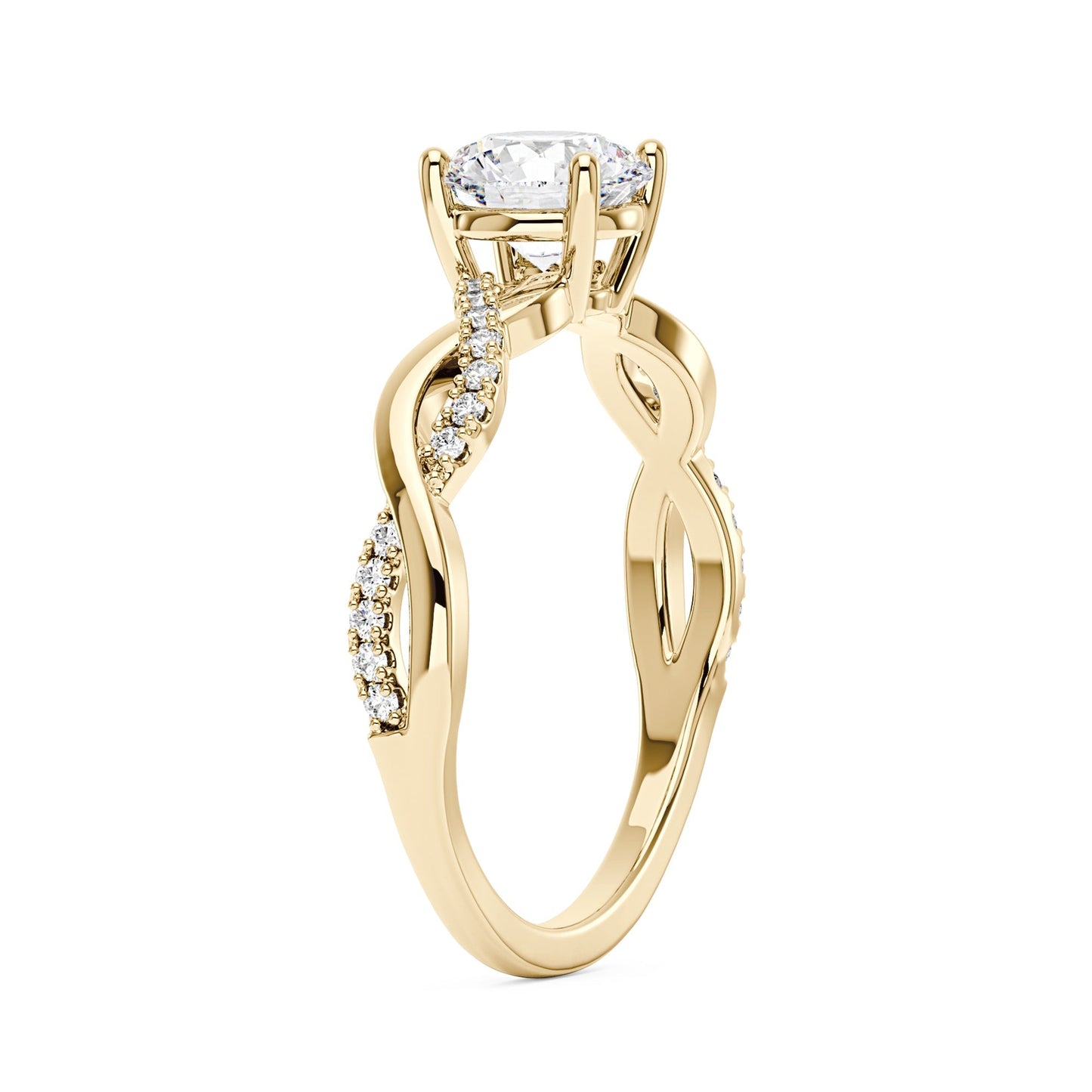 Intertwined Round Solitaire Moissanite Ring