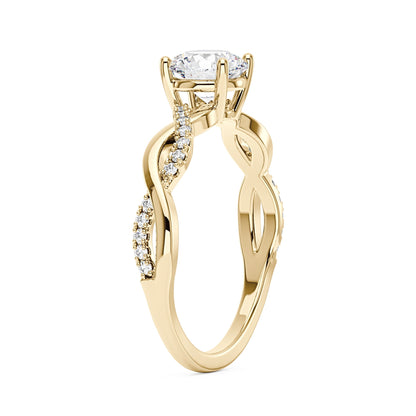 Intertwined Round Solitaire Moissanite Ring
